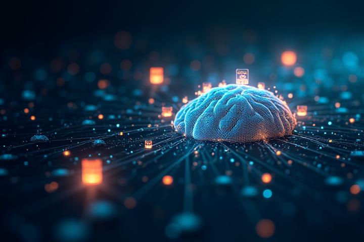Representación de un motor de insights de IA con recomendaciones y alertas