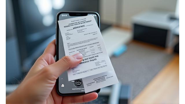 Pantalla de la aplicación móvil para reembolso de gastos con captura de recibos