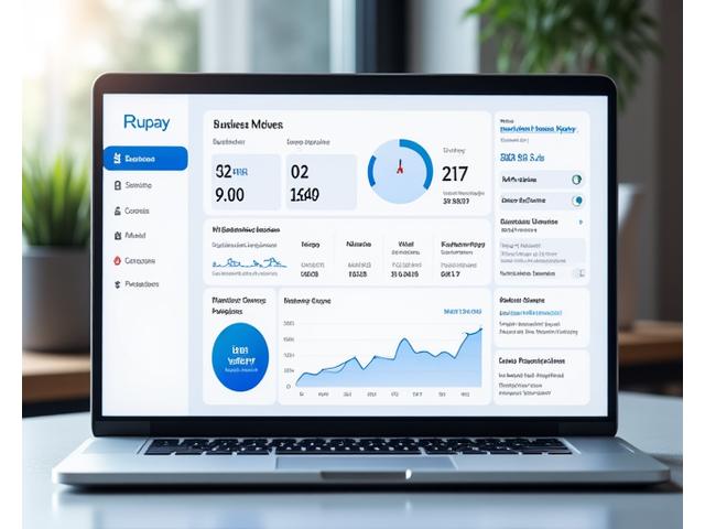 Mockup interactivo del dashboard de la billetera digital de Rupay Cobre mostrando analíticas en tiempo real