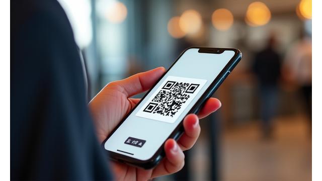 Pantalla de la aplicación móvil con código QR para pagos en campo
