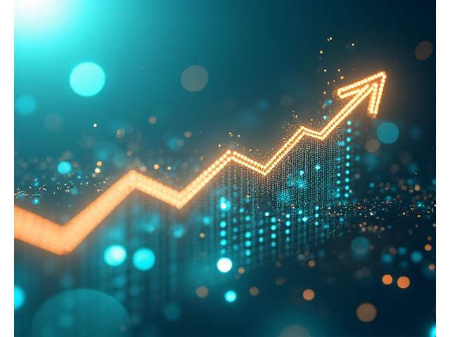 Gráfico de crecimiento optimista para startups con elementos financieros modernos