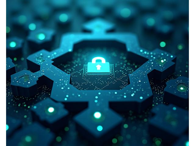 Capas de seguridad digital representadas por escudos y candados sobre un circuito electrónico, simbolizando la protección de datos financieros.