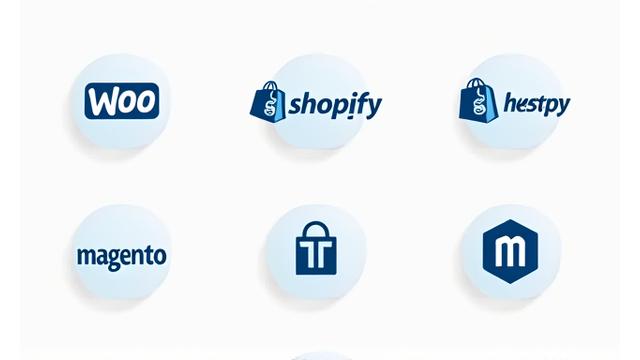 Logos de WooCommerce, Shopify, Magento y PrestaShop